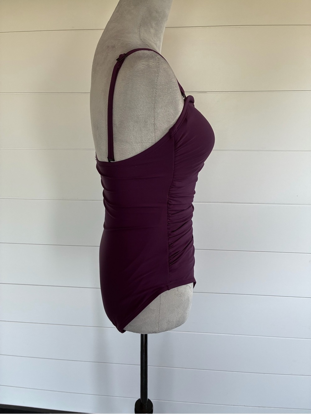 DKNY Deep Plum Ruched One-Piece Swimsuit Sz Medium NWT/0226 - Picture 4 of 12